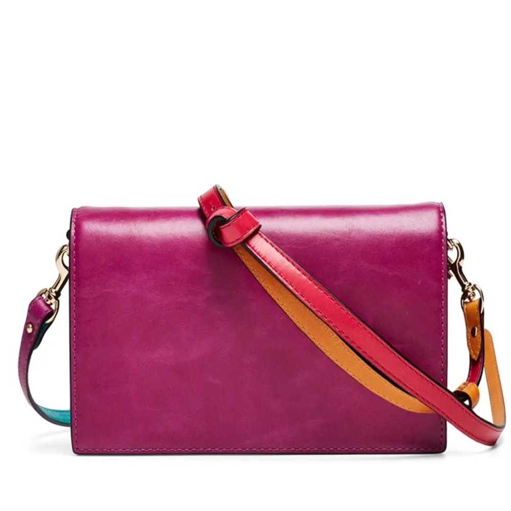 Diane Von Furstenberg Fuchsia Crossbody with Multicolor Strap